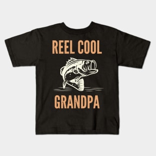 Reel Cool Grandpa Bass Fish Kids T-Shirt